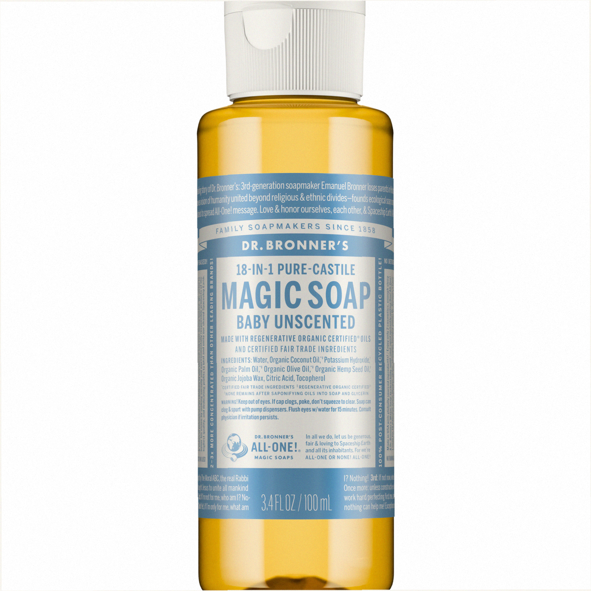 Unscented Pure-Castile Liquid Soap for Body & Hands