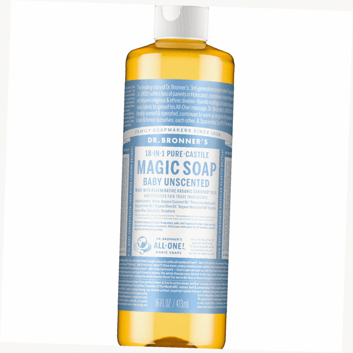 Unscented Pure-Castile Liquid Soap for Body & Hands