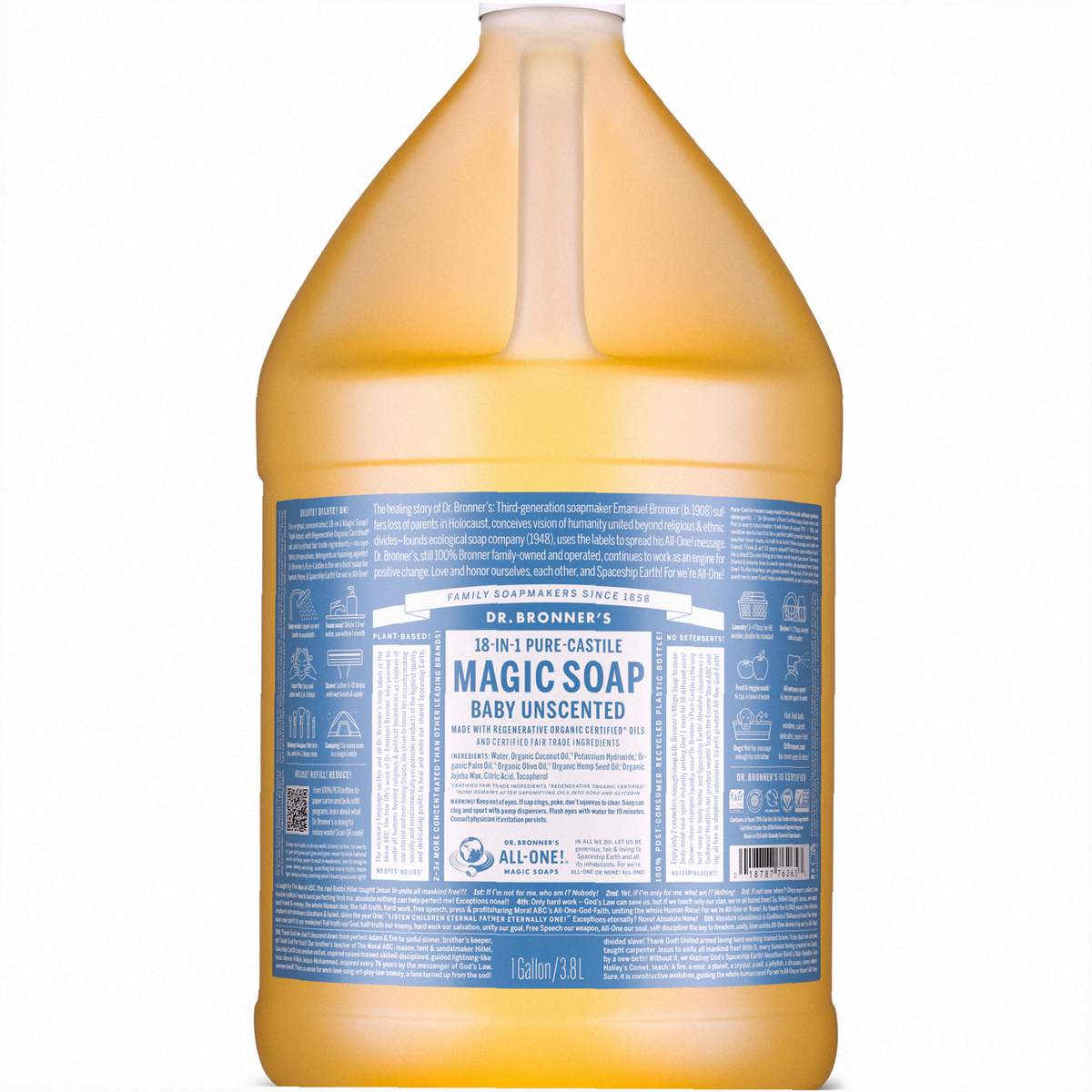 Unscented Pure-Castile Liquid Soap for Body & Hands