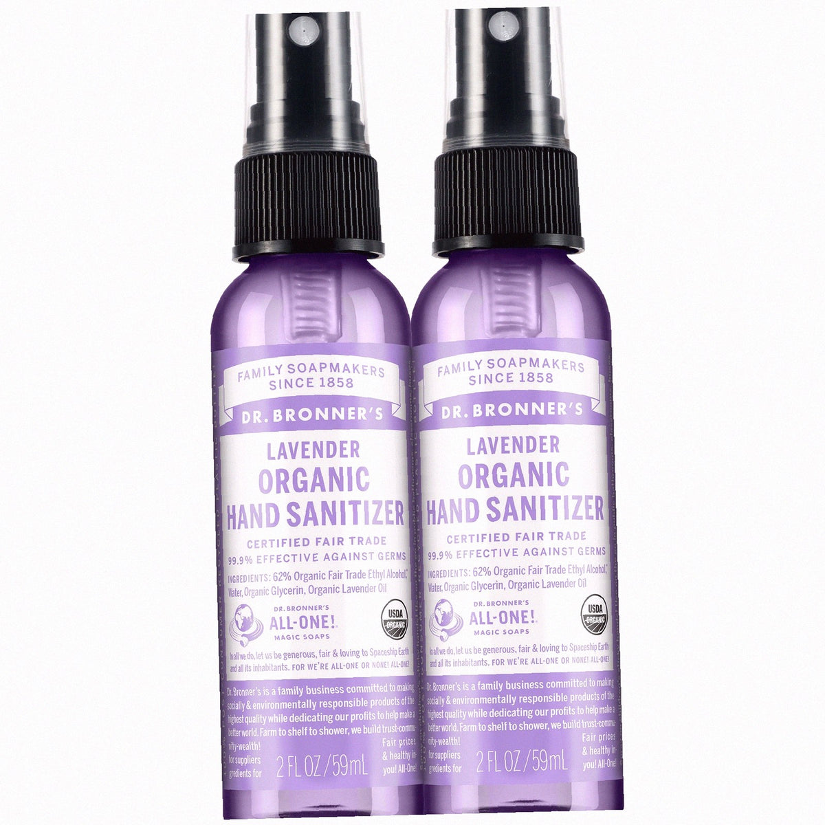 Lavender Natural Hand Sanitizer Gel 2 Pack Travel