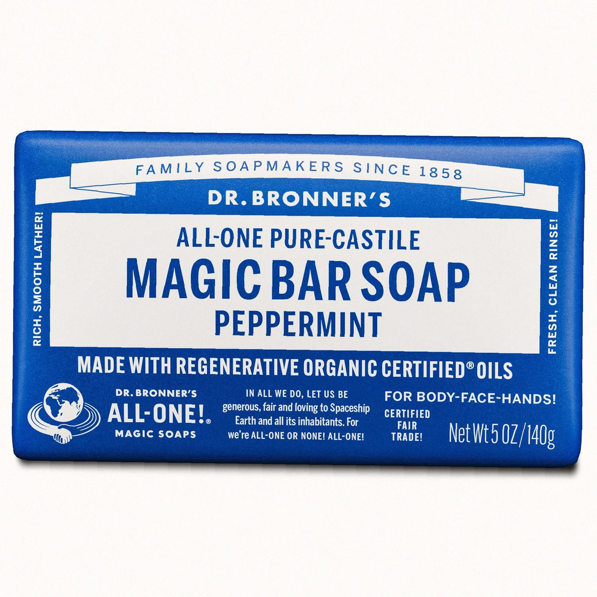 Peppermint Pure-Castile Bar Soap Natural Hand Cleanser