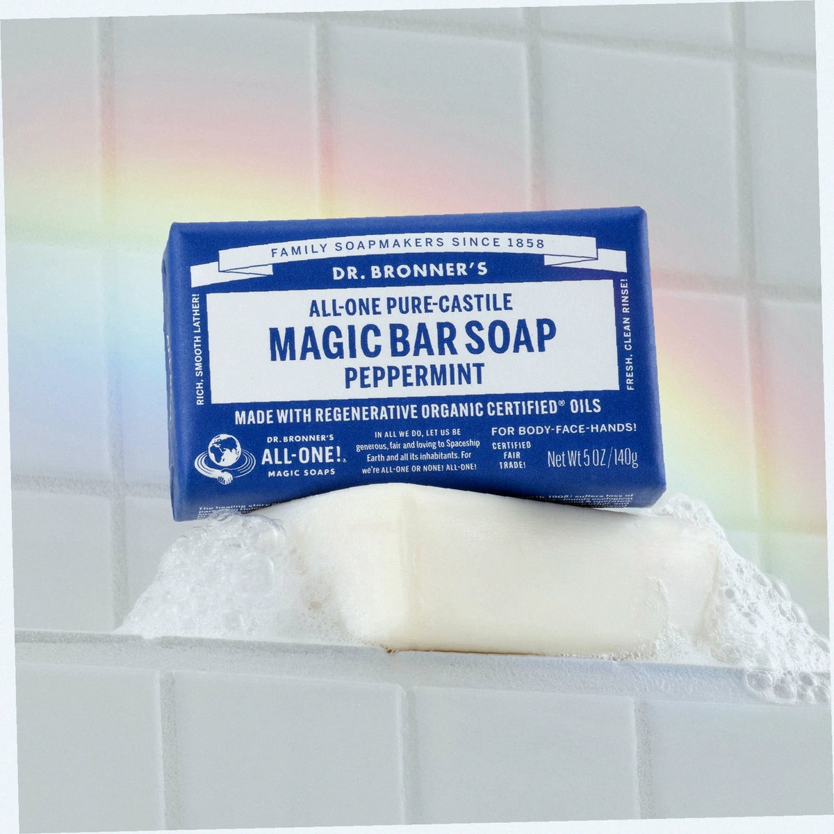 Peppermint Pure-Castile Bar Soap Natural Hand Cleanser