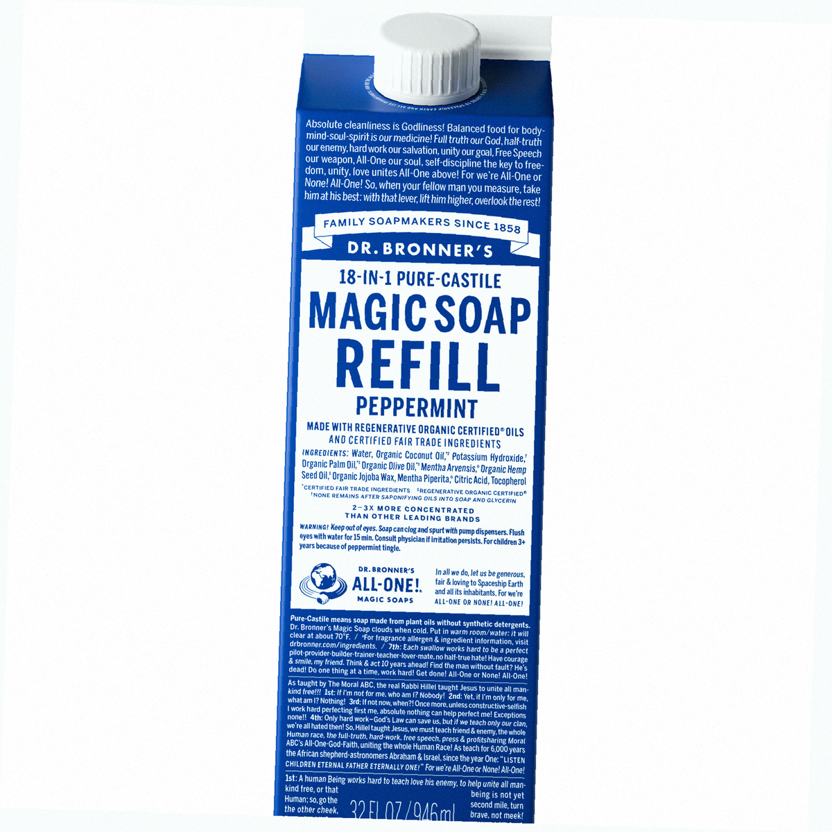 Peppermint Pure-Castile Soap Refill Pouch Eco Refill