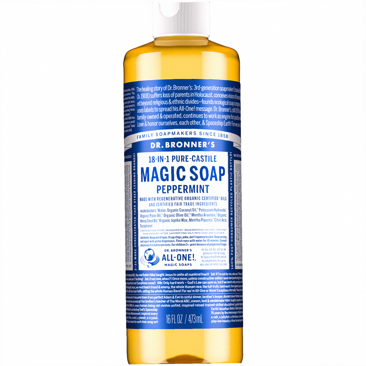 Peppermint Pure-Castile Liquid Soap for Body & Hands